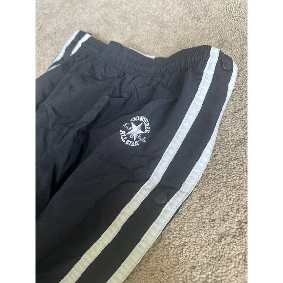 Boys Y2K Converse button up leg black track pants yl - Picture 3 of 4